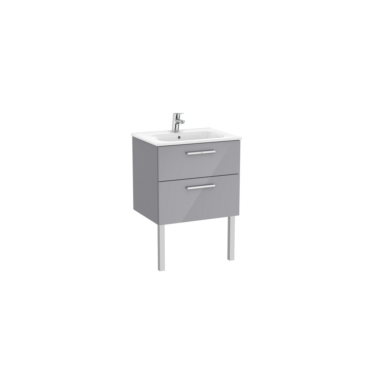 Victoria unik meuble 2 tiroirs + lavabo 600mm gris galet brillant - ROCA A851592516 