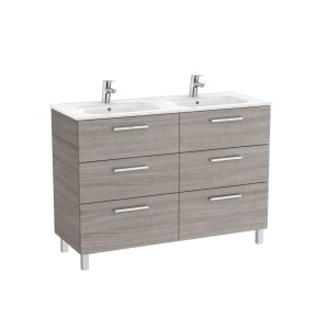Victoria unik meuble 6 tiroirs + lavabo double 1200mm city oak - ROCA A851601402 