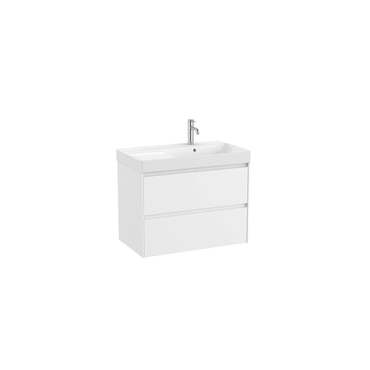 Ona unik meuble 2 tiroirs + lavabo en fineceramic droite 800mm blanc mat - ROCA A851690509 