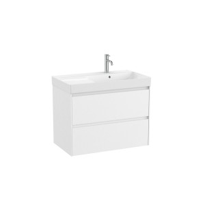 Ona unik meuble 2 tiroirs + lavabo en fineceramic droite 800mm blanc mat - ROCA A851690509 