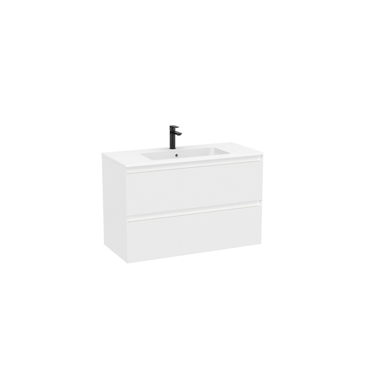 Tenue unik 2 tiroirs lavabo centré 1000mm blanc mat - ROCA A851935529 