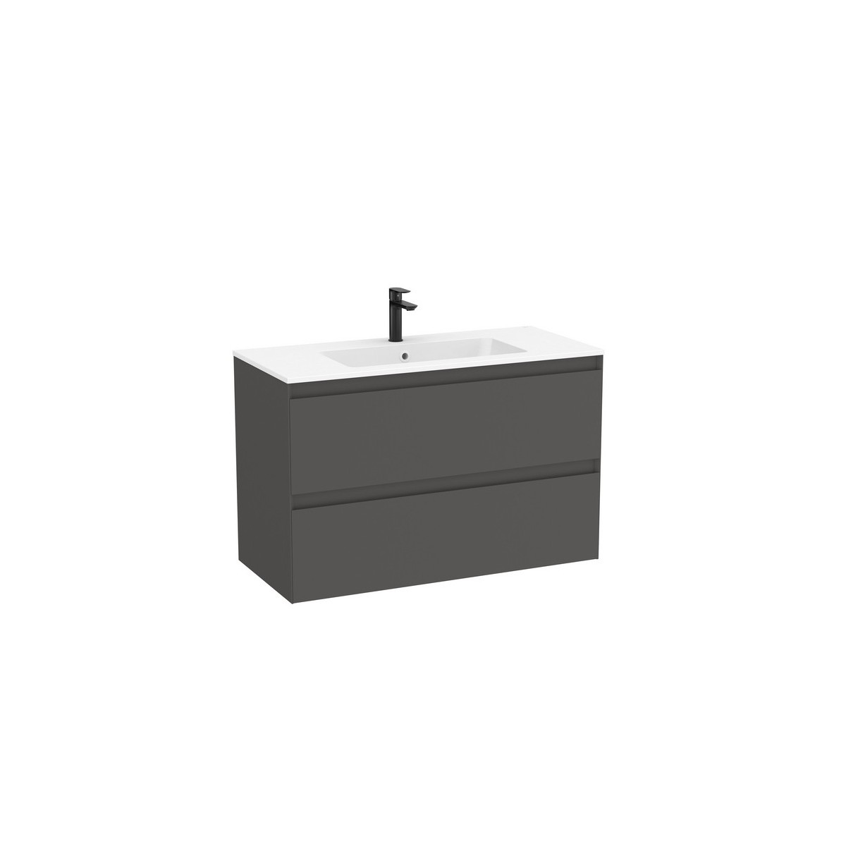 Tenue unik 2 tiroirs lavabo centré 1000mm onyx mat - ROCA A851935531 