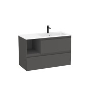 Tenue unik 2 tiroirs lavabo asymétrique droite 1000mm onyx mat - ROCA A851938531 