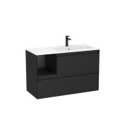 Tenue unik 2 tiroirs lavabo asymétrique droite 1000mm noir mat - ROCA A851938532 