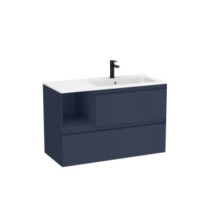 Tenue unik 2 tiroirs lavabo asymétrique droite 1000mm bleu nuit mat - ROCA A851938538 