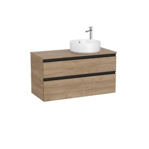 The gap meuble 2t pour vasque à dte (meuble+plan) 1000 mm noyer/poignées noires - ROCA A851958517 