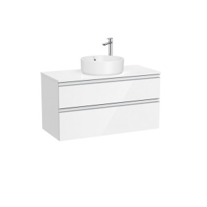 The gap meuble 2t pr vasq centrée (meuble+plan) 1000 blanc brill/poignées alu - ROCA A851960806 