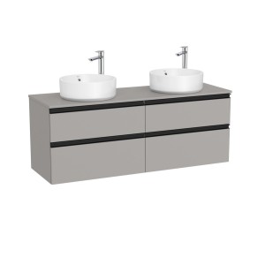 The gap meuble 4 tiroirs pour 2 vasq (meuble+plan) 1400 mm gris moyen mat - ROCA A851961547 