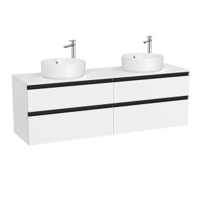 The gap meuble 4 tiroirs pour 2 vasques à poser (meuble+plan) 1600 mm blanc mat - ROCA A851962509 