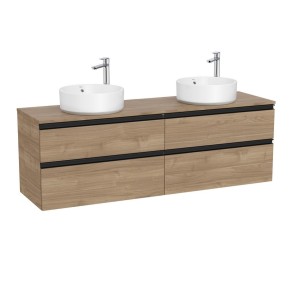 The gap meuble 4 tiroirs pour 2 vasques à poser (meuble+plan) 1600 mm noyer - ROCA A851962517 