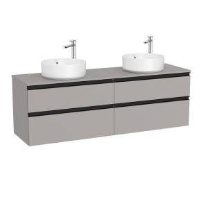 The gap meuble 4 tiroirs pour 2 vasq (meuble+plan) 1600 mm gris moyen mat - ROCA A851962547 