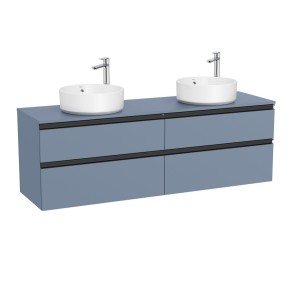 The gap meuble 4 tiroirs pour 2 vasques à poser (meuble+plan) 1600 mm bleu mat - ROCA A851962548 
