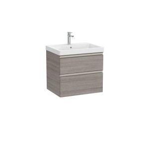The gap unik 2 tiroirs lavabo mural 600 mm city oak/poignées nickel mat - ROCA A851963402 