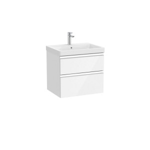 The gap unik 2t lavabo mural 600 mm blanc brillant/poignées alu brillantes - ROCA A851963806 