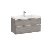 The gap unik 2 tiroirs lavabo mural centré 1000 mm city oak/poignées nickel mat - ROCA A851965402 