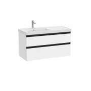 The gap unik 2 tiroirs lavabo asym gche 1000 mm blanc mat/poignées noires - ROCA A851966509 