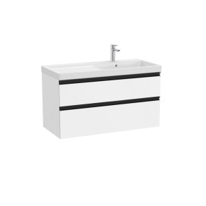 The gap unik 2 tiroirs lavabo asym dte 1000 mm blanc mat/poignées noires - ROCA A851967509 