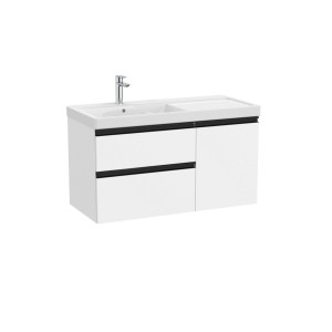 The gap unik 2t+1p lavabo mural asym gche 1000 mm blanc mat/poignées noires - ROCA A851968509 