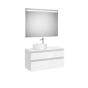 The gap pack 2t pour vasque à gauche 1000 blanc brillant/poignées alu brillantes - ROCA A851971806 