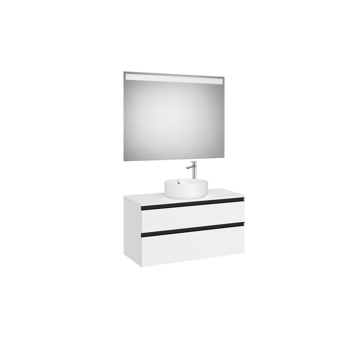 The gap pack 2t pour vasque centrée 1000mm blanc mat/poignées noires - ROCA A851973509 