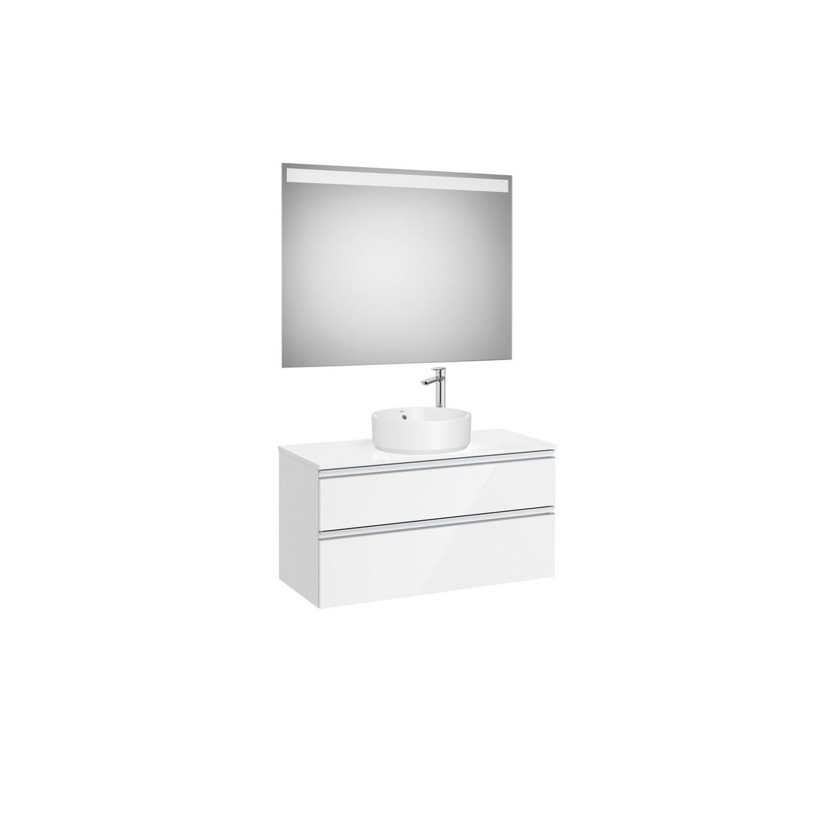 The gap pack 2t pour vasque centrée 1000 blanc brillant/poignées alu brillantes - ROCA A851973806 