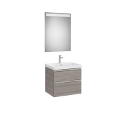 The gap pack 2t lavabo mural (unik+miroir) 600mm city oak/poignées nickel mat - ROCA A851974402 