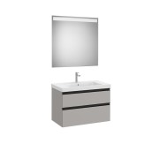 The gap pack 2t lavabo mural (unik+miroir) 800mm gris moyen mat/poignées noires - ROCA A851975547 
