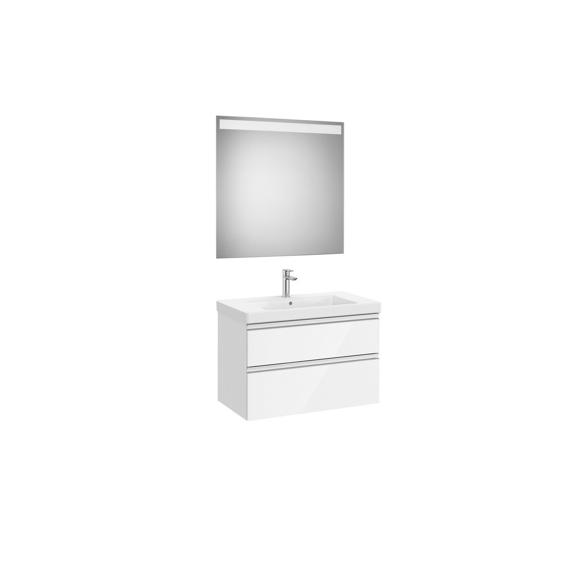 The gap pack 2t lavabo mural 800mm blanc brillant/poignées alu brillantes - ROCA A851975806 