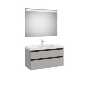 The gap pack 2t lavabo mural centré 1000mm gris moyen mat/poignées noires - ROCA A851976547 