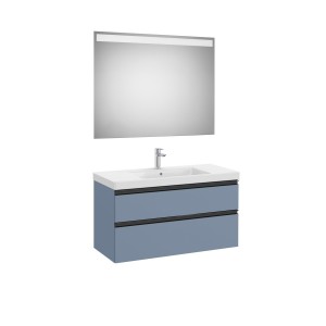 The gap pack 2t lavabo mural centré 1000mm bleu mat/ poignées noires - ROCA A851976548 