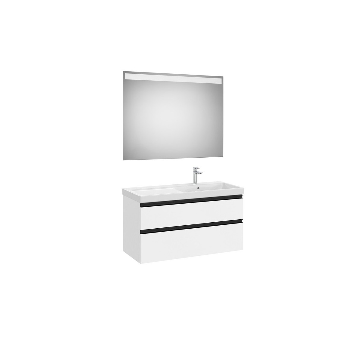 The gap pack 2t lavabo mural droite 1000mm blanc mat/poignées noires - ROCA A851978509 