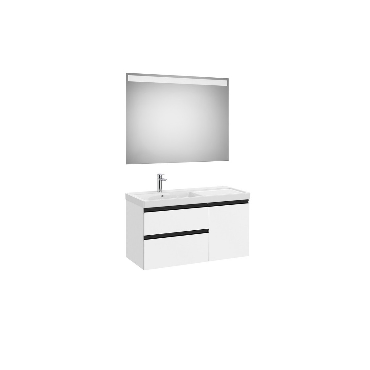 The gap pack 2t + 1p lavabo mural gauche 1000mm blanc mat/poignées noires - ROCA A851979509 