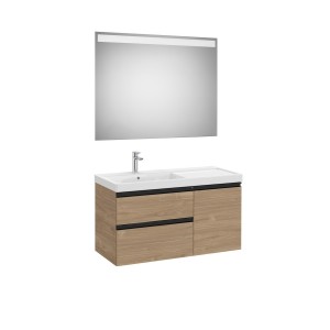 The gap pack 2t + 1p lavabo mural gauche 1000mm noyer/poignées noires - ROCA A851979517 