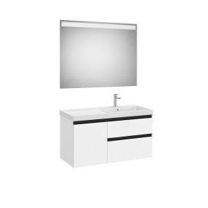 The gap pack 2t + 1p lavabo mural droite 1000mm blanc mat/poignées noires - ROCA A851980509 