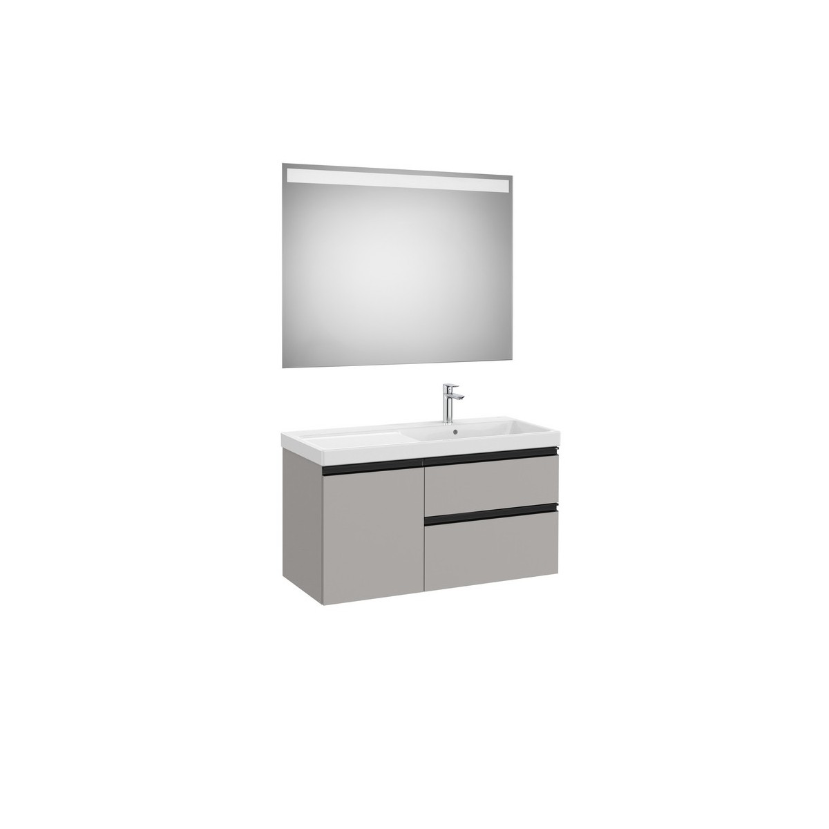 The gap pack 2t + 1p lavabo mural droite 1000mm gris moyen mat/poignées noires - ROCA A851980547 