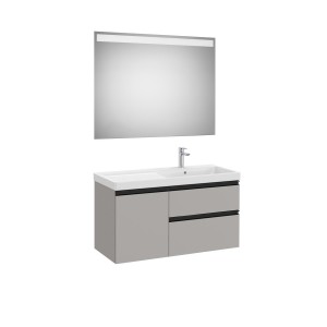 The gap pack 2t + 1p lavabo mural droite 1000mm gris moyen mat/poignées noires - ROCA A851980547 