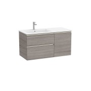 The gap unik 2t+1p lavabo asym gauche slim 1000 city oak/poignées nickel mat - ROCA A851996402 