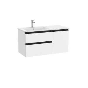 The gap unik 2t+1p lavabo asym gauche slim 1000 blanc mat/poignées noires - ROCA A851996509 