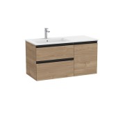 The gap unik 2t + 1p lavabo asymétrique gauche slim 1000 noyer/poignées noires - ROCA A851996517 