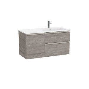 The gap unik 2t+1p lavabo asym droite slim 1000 city oak/poignées nickel mat - ROCA A851997402 