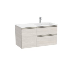 The gap unik 2t+1p lavabo asym droite slim 1000 frêne nordic/poignées nickel mat - ROCA A851997434 