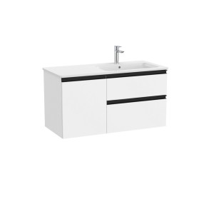 The gap unik 2t+1p lavabo asym droite slim 1000 blanc mat/poignées noires - ROCA A851997509 