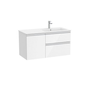 The gap unik 2t+1p lavabo asym droite slim 1000 blanc br/poignées alu brillantes - ROCA A851997806 