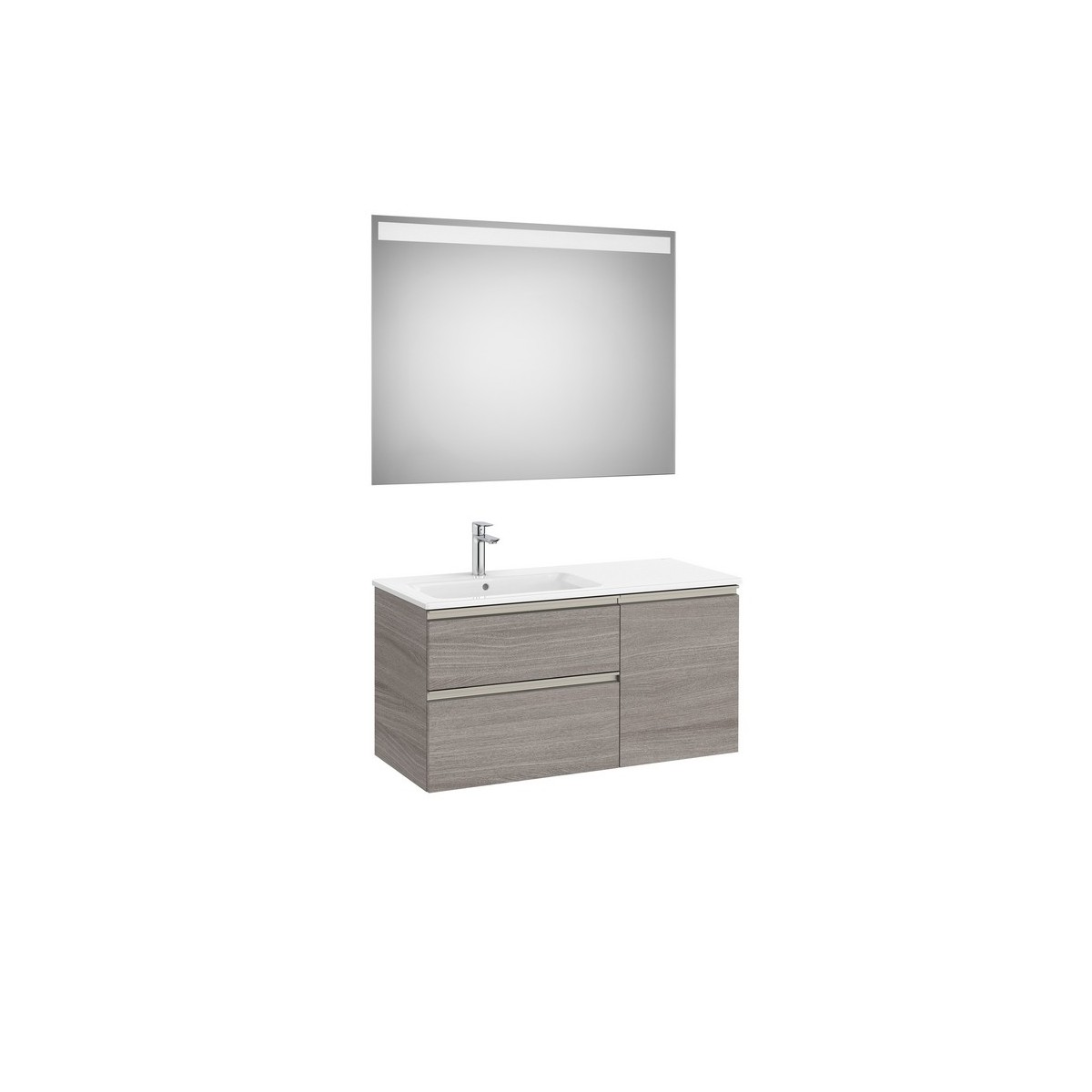 The gap pack 2t+1p 1000 mm asym gche (unik+miroir) city oak/poignées nickel mat - ROCA A851998402 