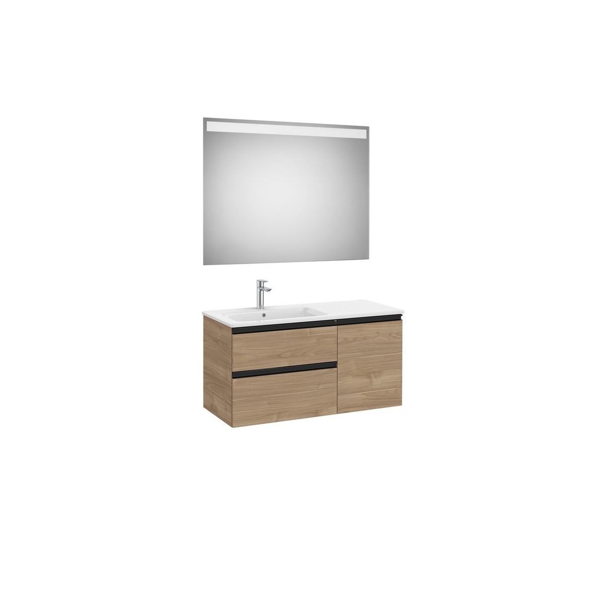 The gap pack 2t+1p 1000 mm asym gche (unik+miroir) noyer/poignées noires - ROCA A851998517 