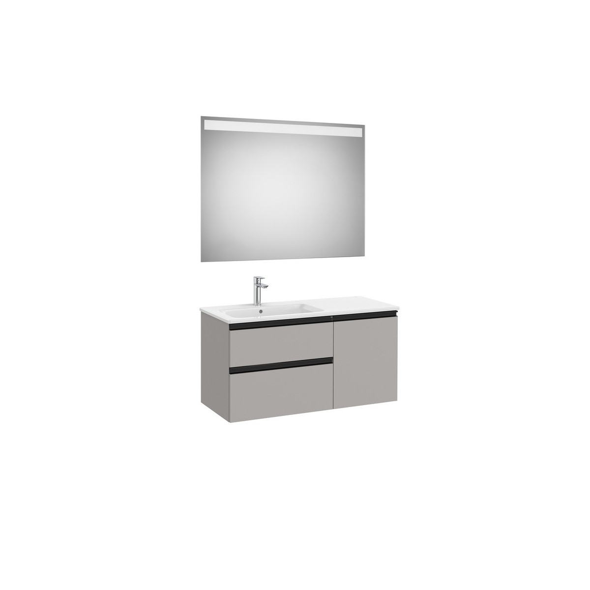 The gap pack 2t+1p 1000 mm asym gche gris moyen mat/poignées noires - ROCA A851998547 