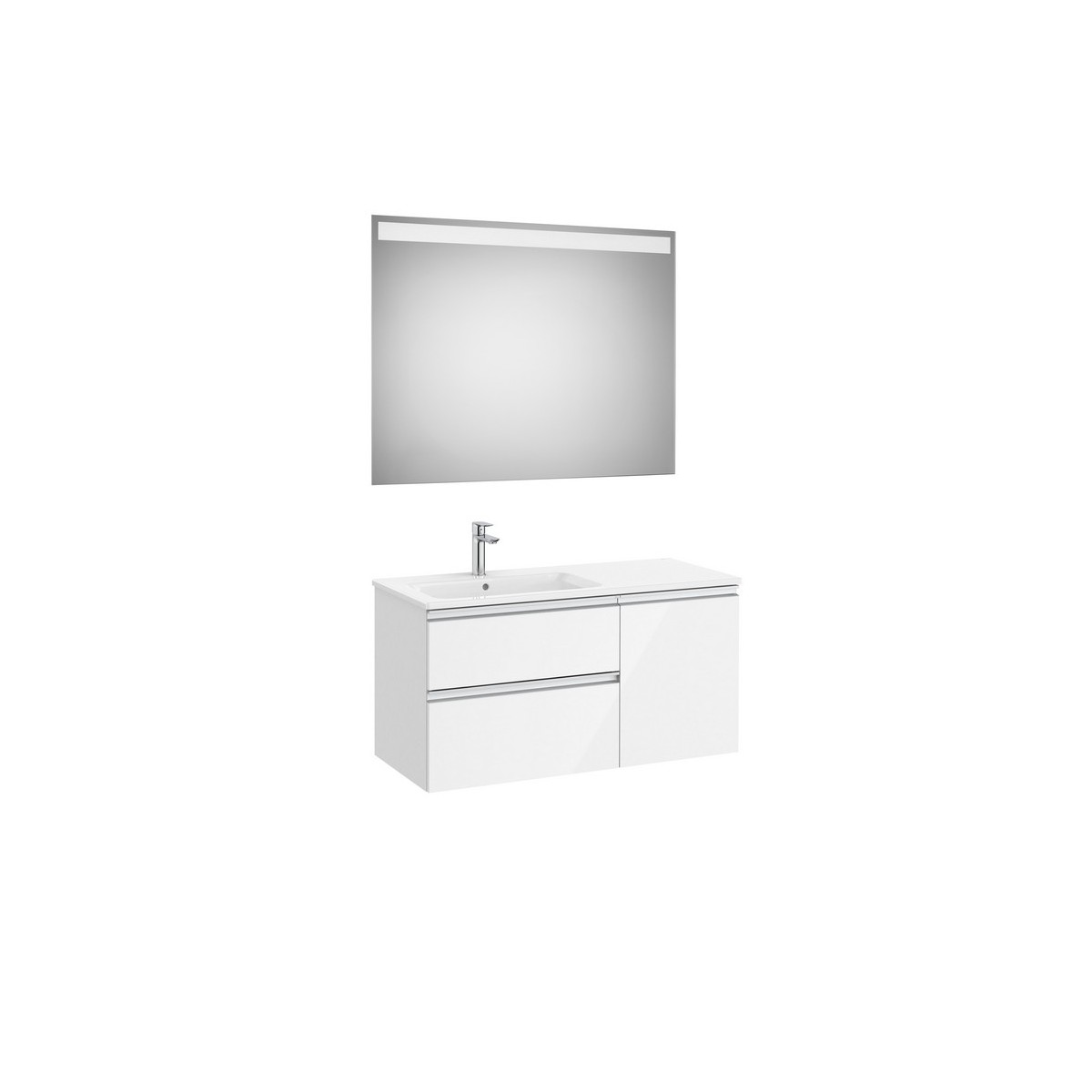 The gap pack 2t+1p 1000 mm asym gche blanc brill/poignées alu brill - ROCA A851998806 