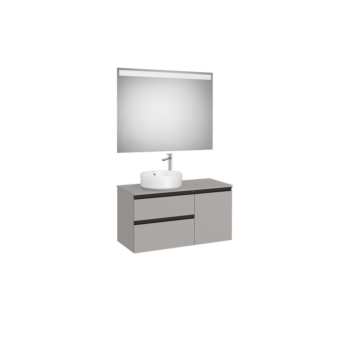 The gap pack 2t + 1p pour vasque à gauche 1000mm gris moyen mat/poignées noires - ROCA A852000547 