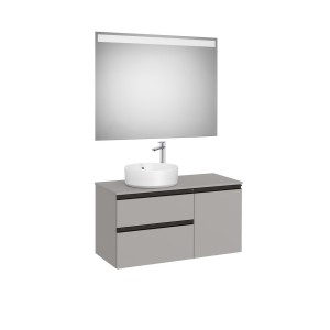 The gap pack 2t + 1p pour vasque à gauche 1000mm gris moyen mat/poignées noires - ROCA A852000547 