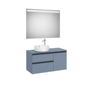 The gap pack 2t + 1p pour vasque à gauche 1000mm bleu mat/ poignées noires - ROCA A852000548 